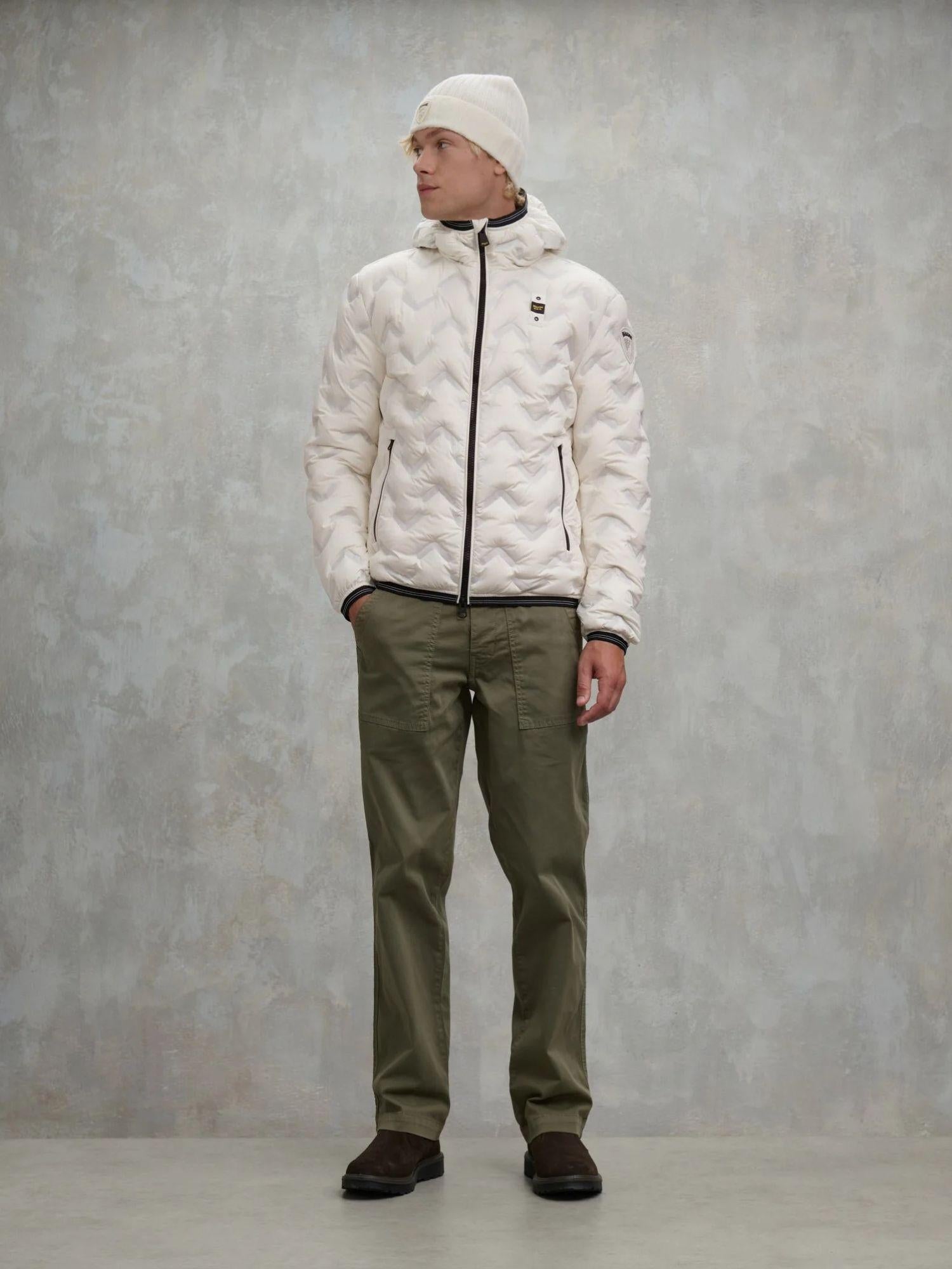 Blauer Piumino ad angoli Piery Uomo Bianco neve interno beige BLUC03233 7308 102 BLAUER 