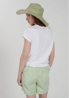 Yes Zee T-Shirt Donna Scollo a V Coulisse Sul Fondo Bianco Gesso T270 S700 0107 YES ZEE 