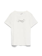 Vero Moda T-Shirt Donna Kilano Bianca Stampa Black Happy 10340971 Snow White BLACK HAPPY VERO MODA 