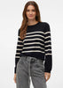 Vero Moda Pullover Donna Saba Nero Strisce Bianche