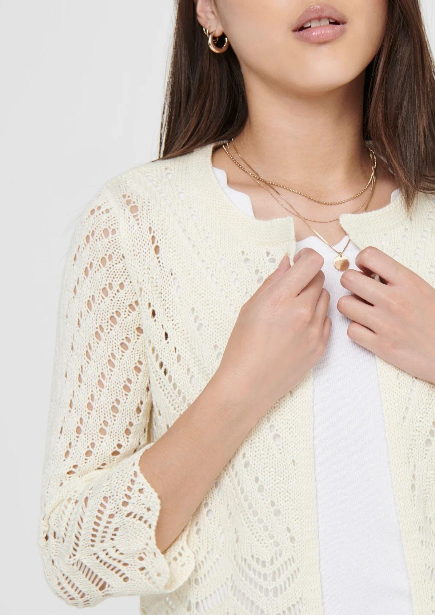 Jacqueline De Yong Cardigan Donna Sun Bianco Tapioca 15184486 Tapioca JACQUELINE DE YONG 