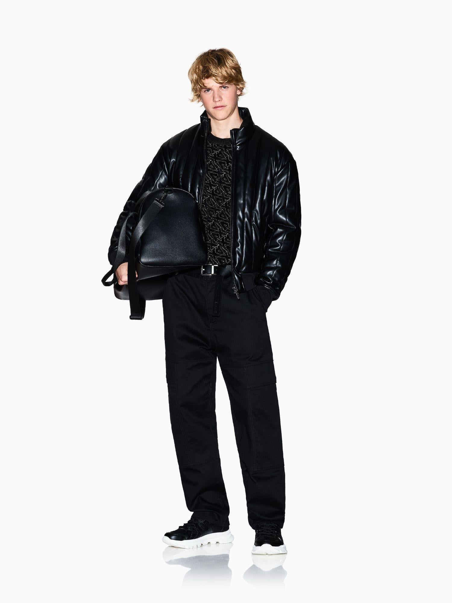 Armani Exchange Maglione girocollo con logo allover Uomo Nero XM001330 AF16916 FC196 ARMANI EXCHANGE 