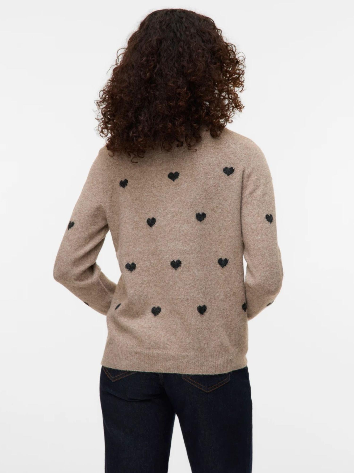 Vero Moda Pullover Donna Doffy Beige e Nero 10330790 Moon Rock W. BLACK BOWS VERO MODA 