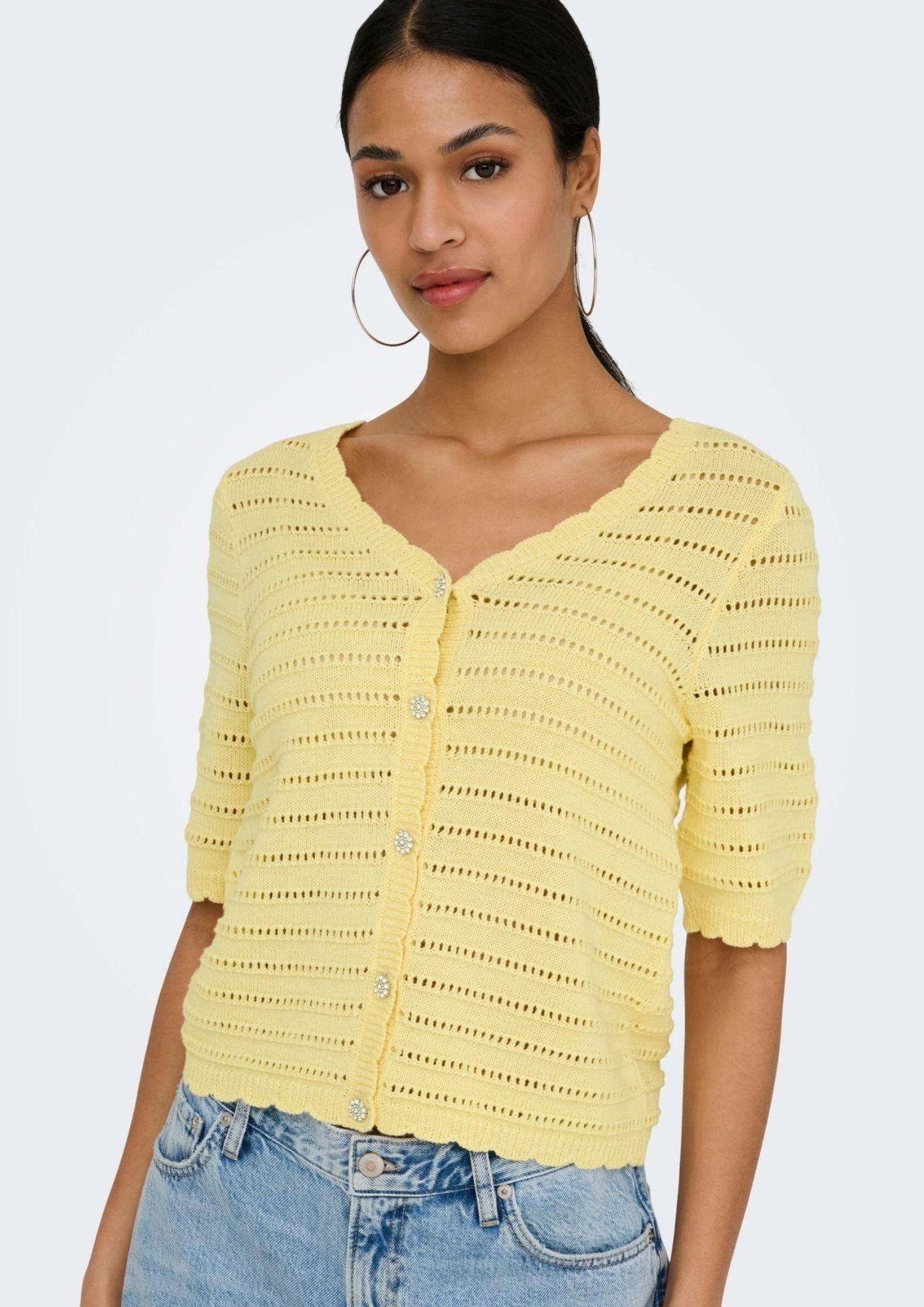 Jacqueline De Yong Cardigan Donna Tanja Giallo 15366211 Double Cream JACQUELINE DE YONG 