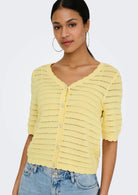 Jacqueline De Yong Cardigan Donna Tanja Giallo 15366211 Double Cream JACQUELINE DE YONG 