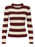 Jacqueline De Yong Maglione Donna Plum Cabernet Eggnog Stripes 15277223 Cabernet W EGGNOG STRIPES JACQUELINE DE YONG 
