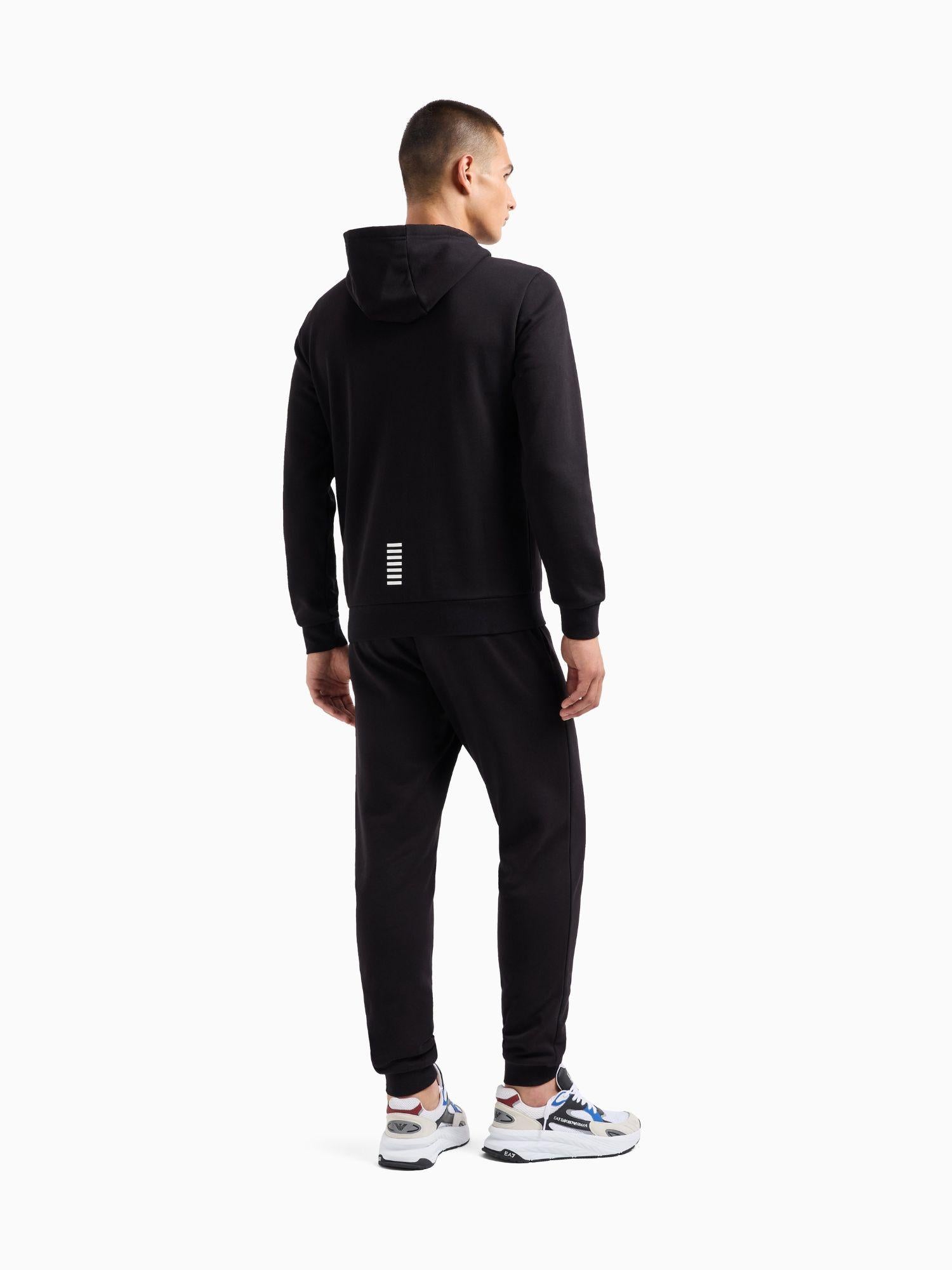 EA7 Emporio Armani Tuta con cappuccio Core Identity in misto cotone Uomo Nero 8NPV68 PJVTZ 1200 EA7 EMPORIO ARMANI 
