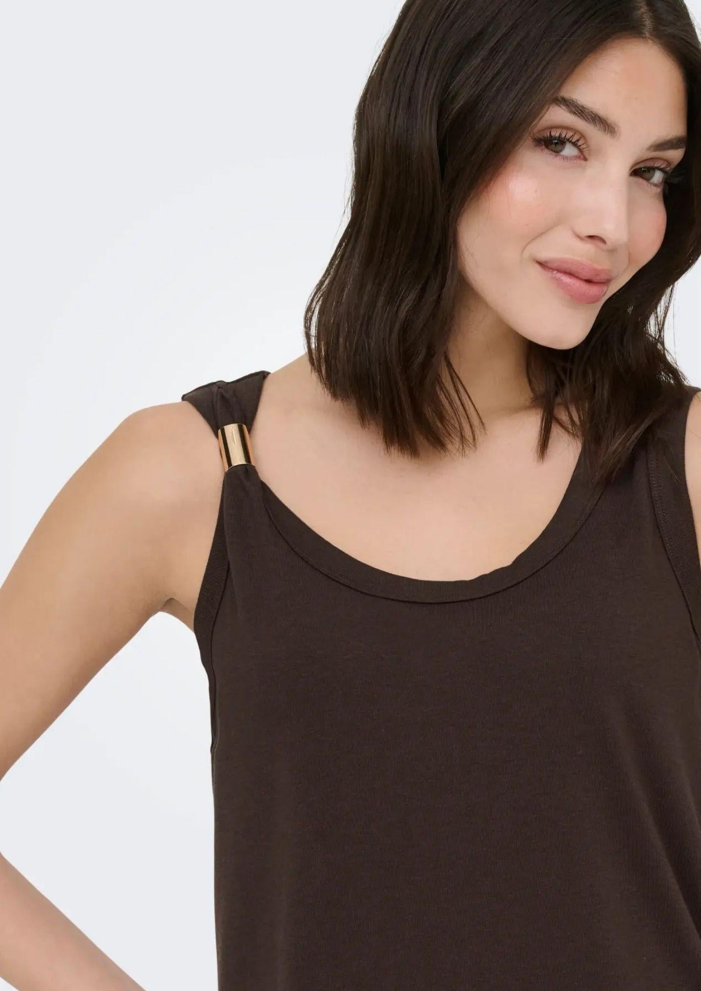 Jacqueline De Yong Top Donna Uffa Marrone 15369973 Chicory Coffee JACQUELINE DE YONG 
