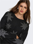 Only Pullover Donna Rosie Nero 15328250 Black Silver Glitter ONLY 