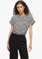 Vila T-Shirt Donna Biaca con Pois Neri 14101663 Sandshell DOT BLACK BEAUTY VILA 