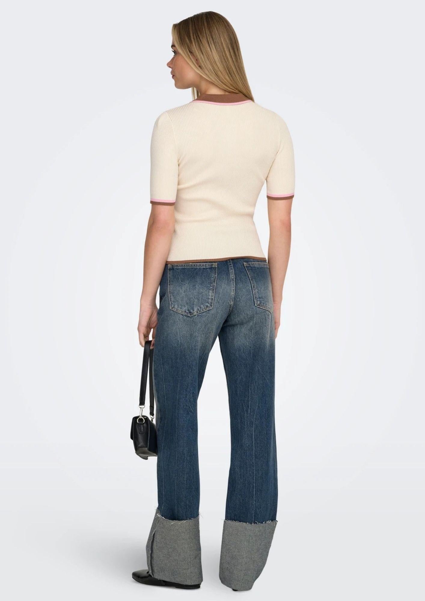 Only Polo Donna Meddi Grigio Betulla 15363165 Birch Toasted ONLY 