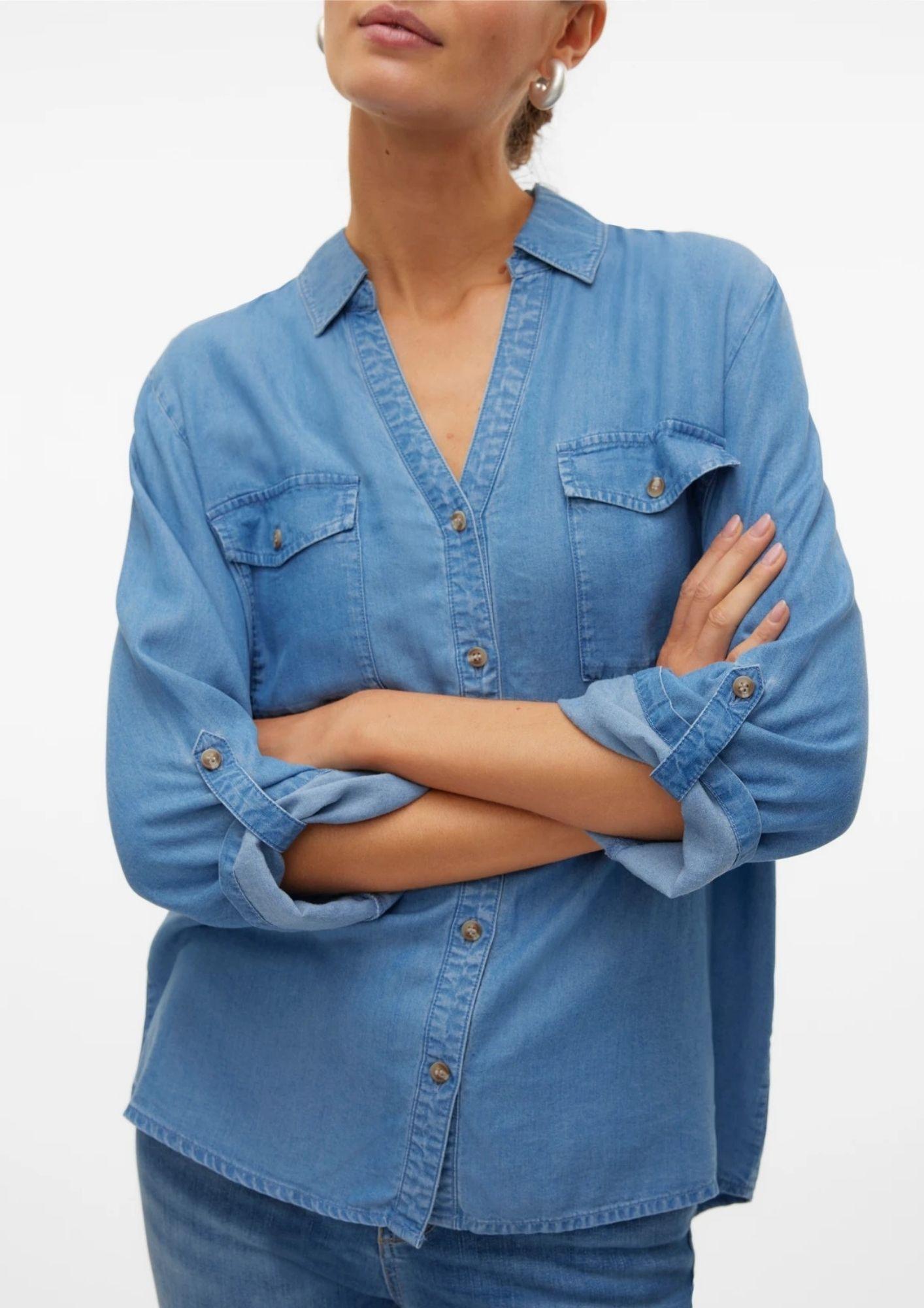 Vero Moda Camicia Donna Bree Denim Blu Medio 10304863 Medium Blue Denim VERO MODA 