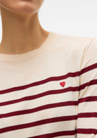Vero Moda Pullover Donna Dory Beige e Bordeaux 10331420 Birch W. SYRAH STRIPE VERO MODA 