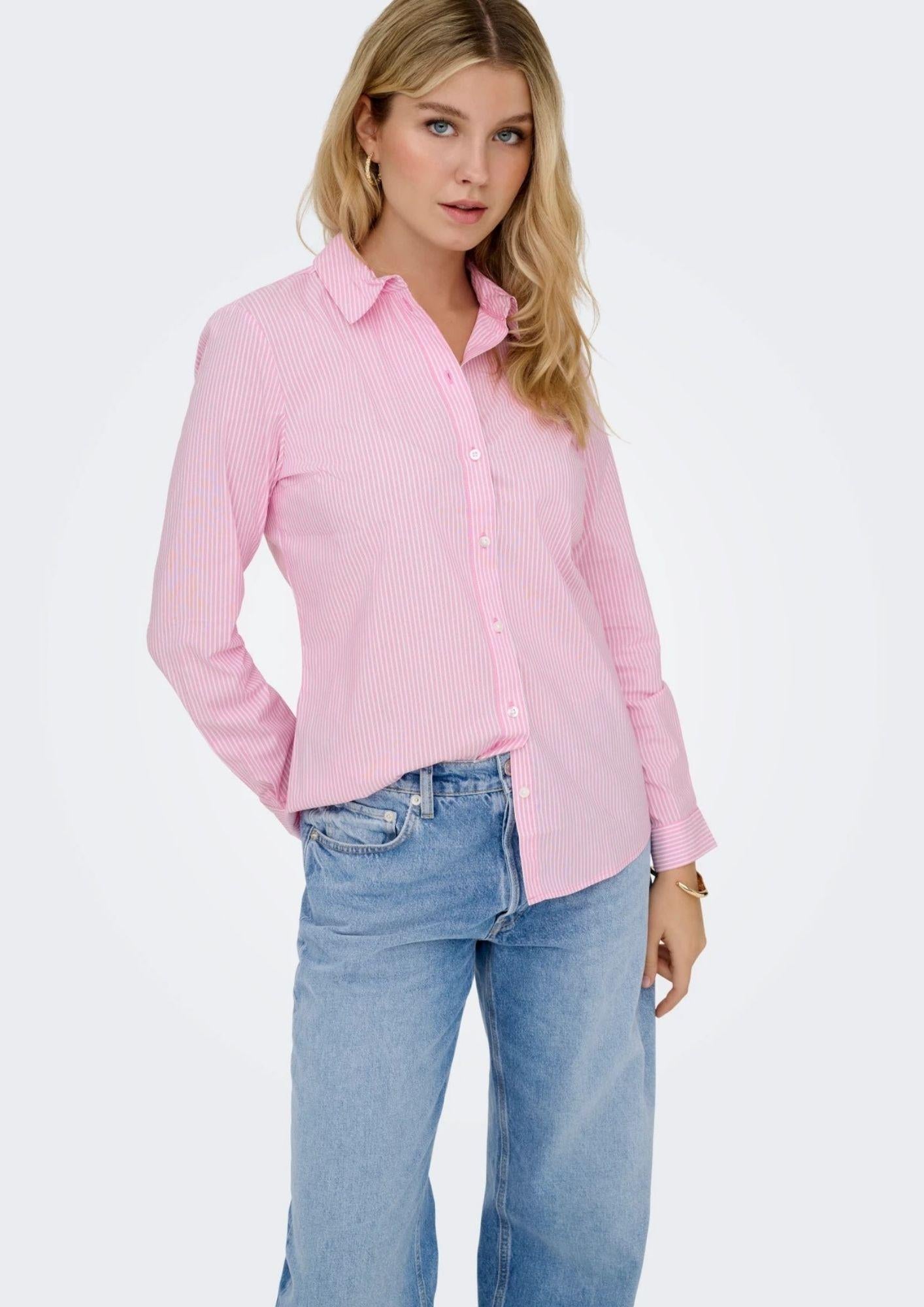 Jacqueline De Yong Camicia Donna Mio Rosa Righe Bianche 15149877 Shocking Pink JACQUELINE DE YONG 