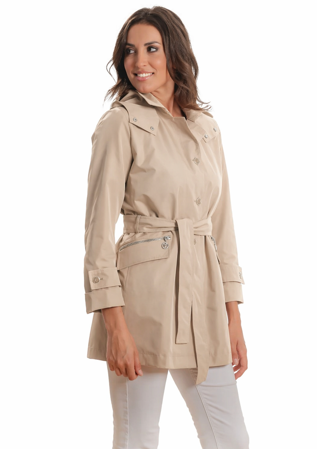 Satinette Trench Donna Beige 023 MARINA BEIGE SATINETTE 