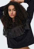 Jacqueline De Young Felpa Donna Prima Nera 15359896 Black GLITTER FRILL JACQUELINE DE YONG 