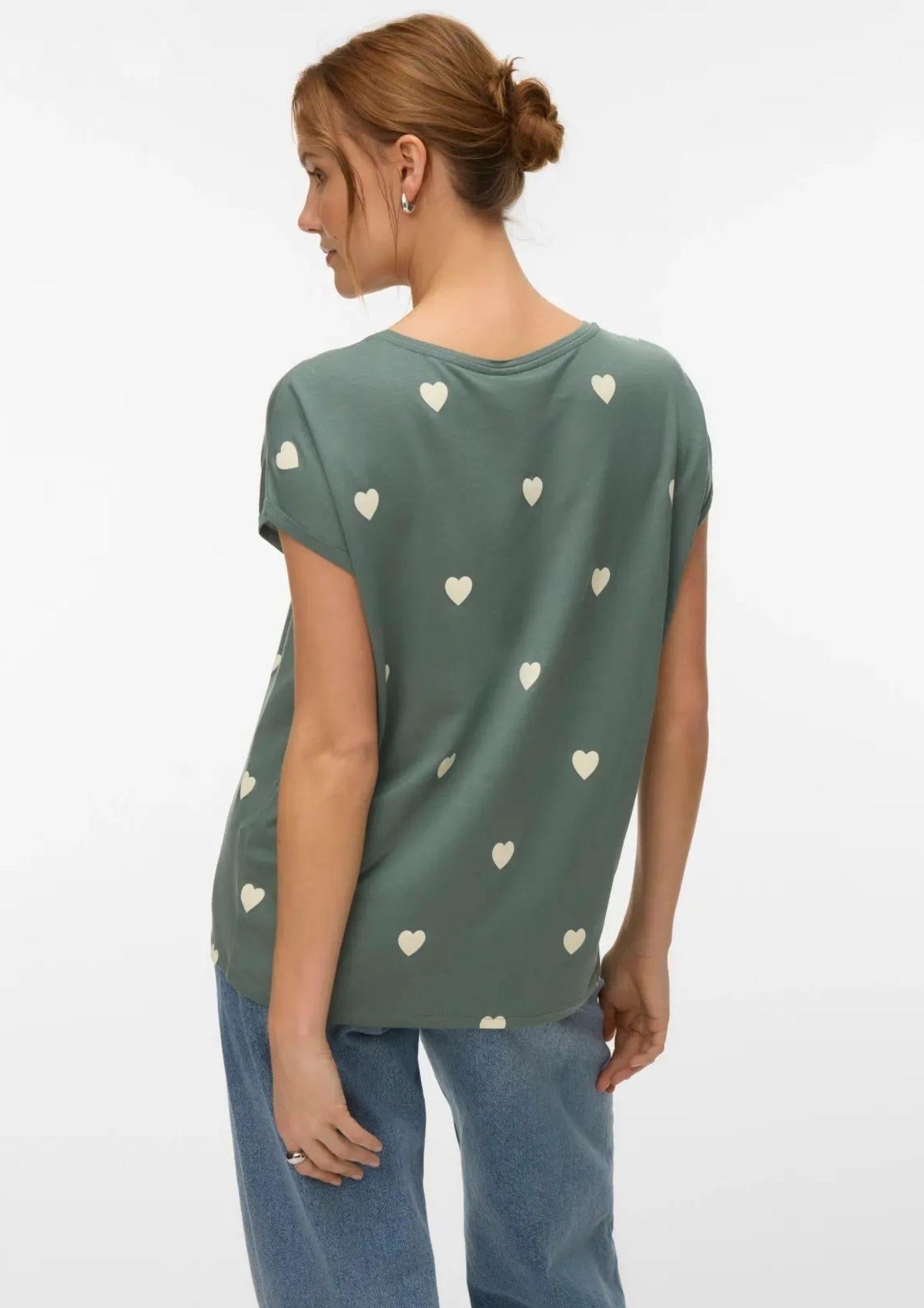 Vero Moda T-Shirt Donna Ava Verde 10214302 Laurel Wreath WHITE VERO MODA 