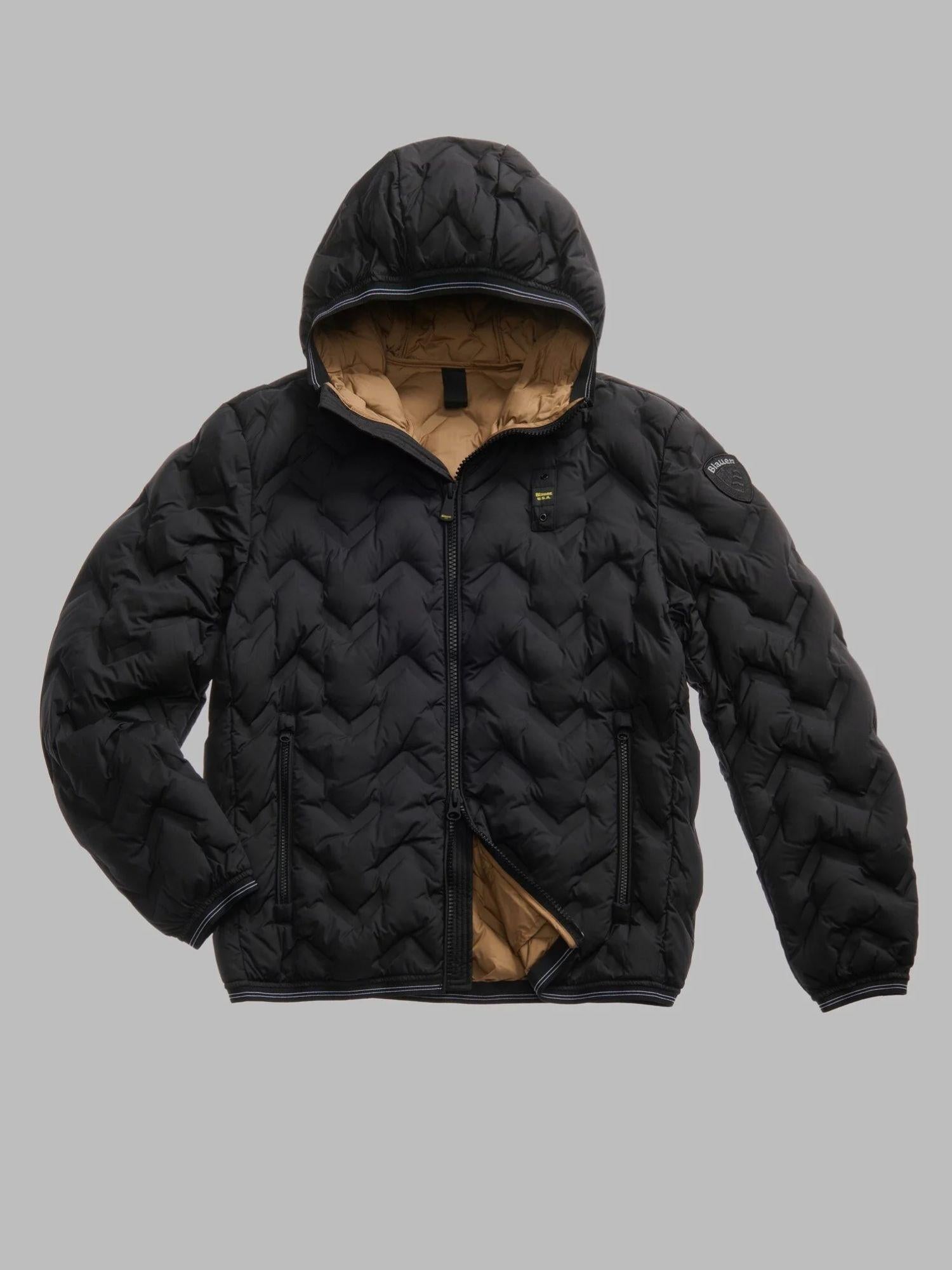 Blauer Piumino ad angoli Piery Uomo Nero interno tabacco BLUC03233 7308 999 BLAUER 