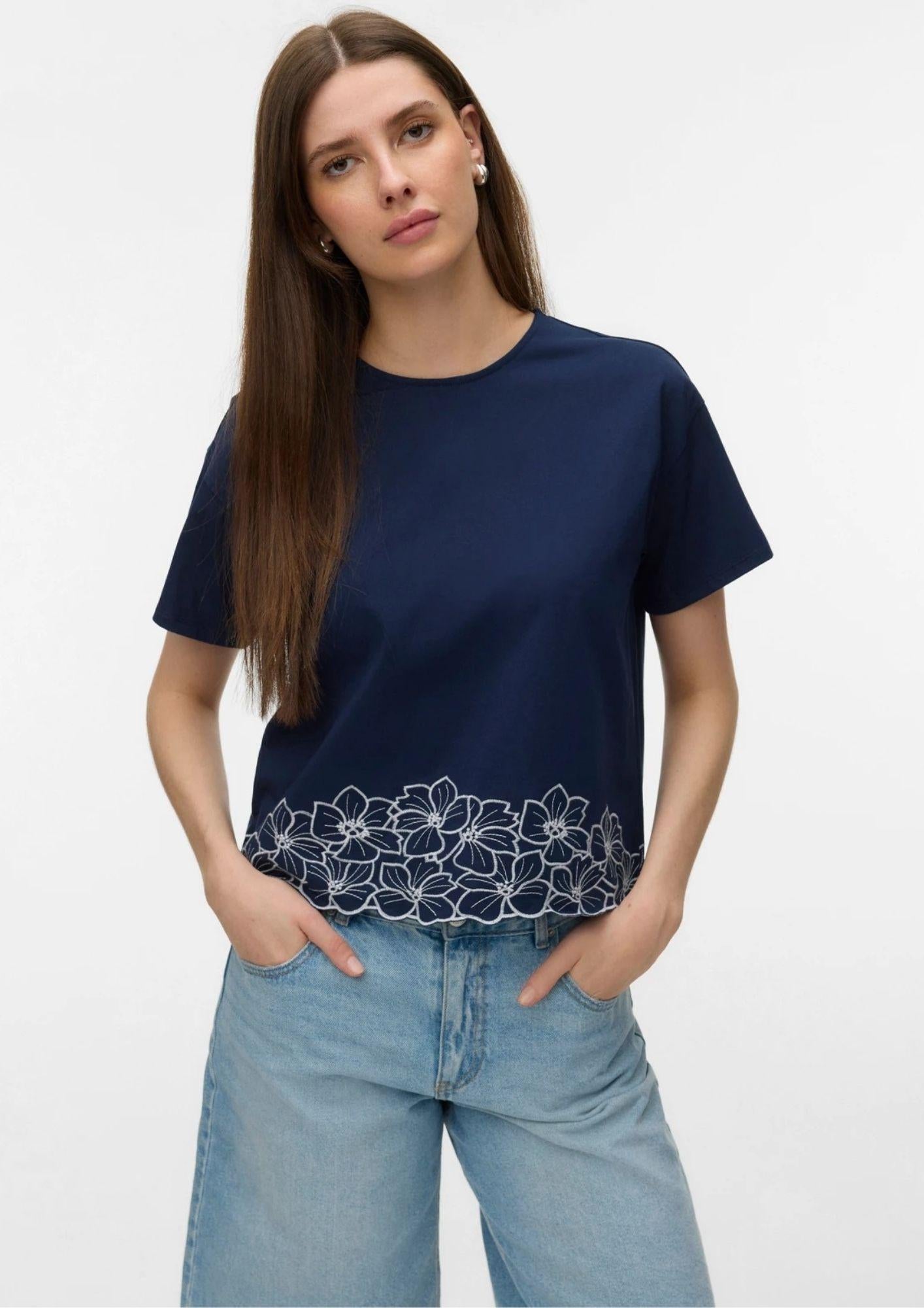 Vero Moda T-Shirt Donna Noah Blu Navy 10342965 Navy Blazer White VERO MODA 