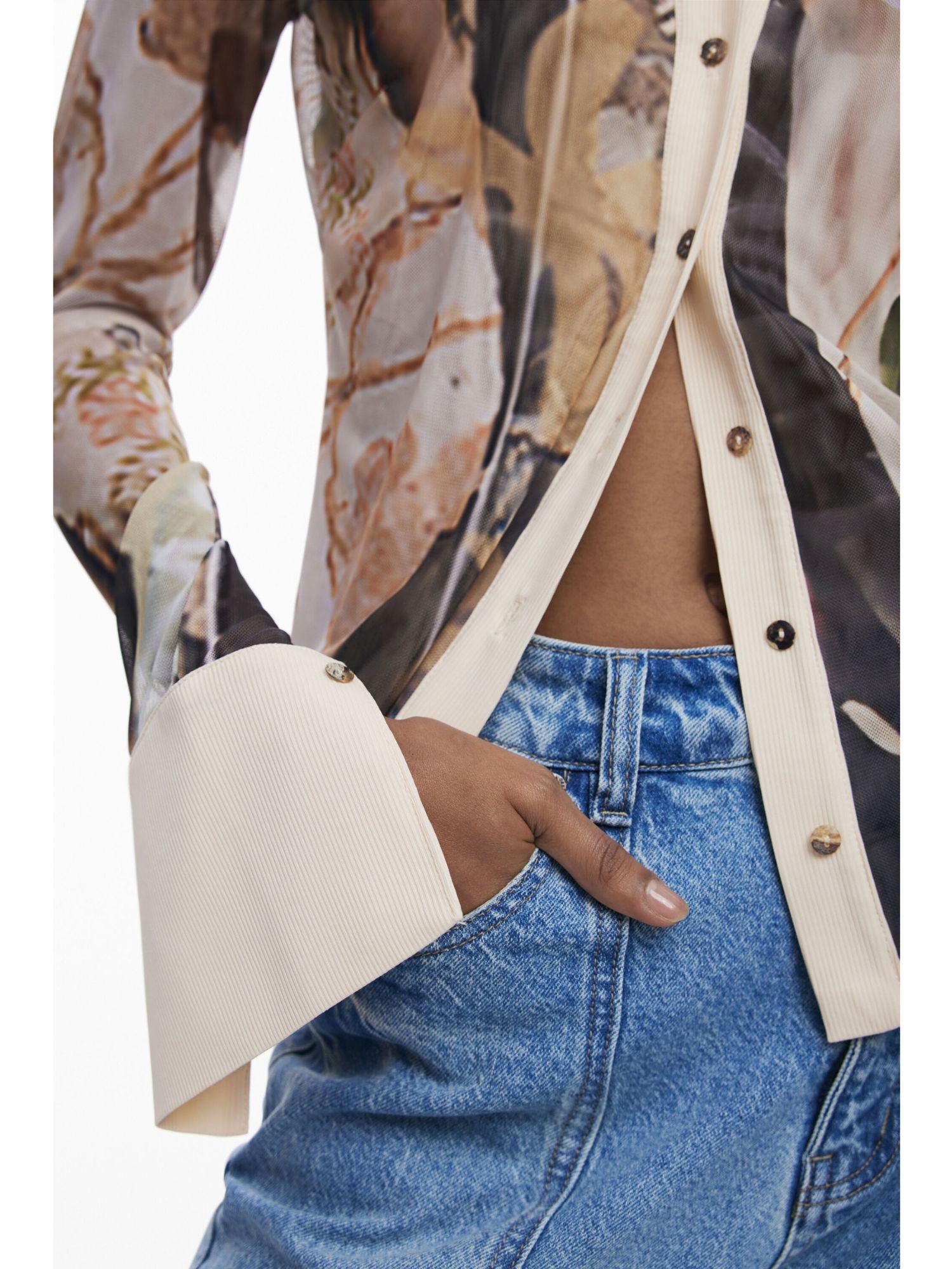 Desigual Maglietta in chiffon con polsini Donna Marrone 25WWTK26 6110 DESIGUAL 