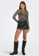 Jacqueline De Yong Top Donna Elsa Marrone Animalier 15356004 Chocolate Brown LEO JACQUELINE DE YONG 