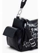 Desigual Borsa bowling effetto pelle lettere media Donna Nero 25WAXPA6 2000 DESIGUAL 