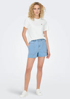 Jacqueline De Yong T-Shirt Donna Pisa Bianca con Cuore 15298612 Cloud Dancer BITTERSWEET HEART JACQUELINE DE YONG 