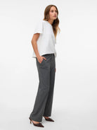 Vero Moda VMMAYA Pantaloni Vita media Donna Nero grey melange 10331956 Black GREY MELANGE VERO MODA 