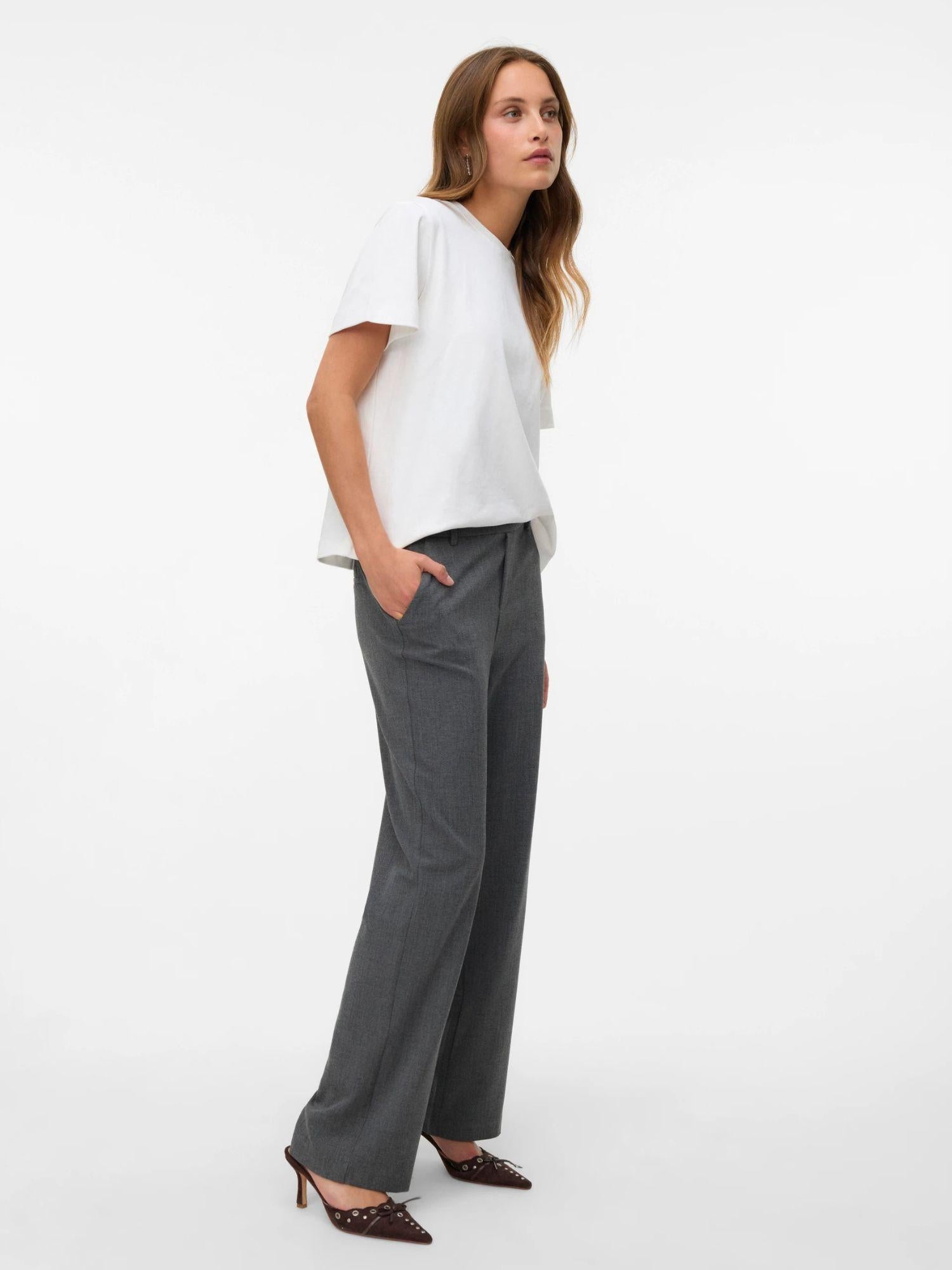 Vero Moda VMMAYA Pantaloni Vita media Donna Nero grey melange 10331956 Black GREY MELANGE VERO MODA 