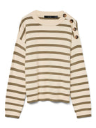 Vero Moda Pullover Donna Saba Bianco Panna e Verde 10310474 Birch MERMAID VERO MODA 