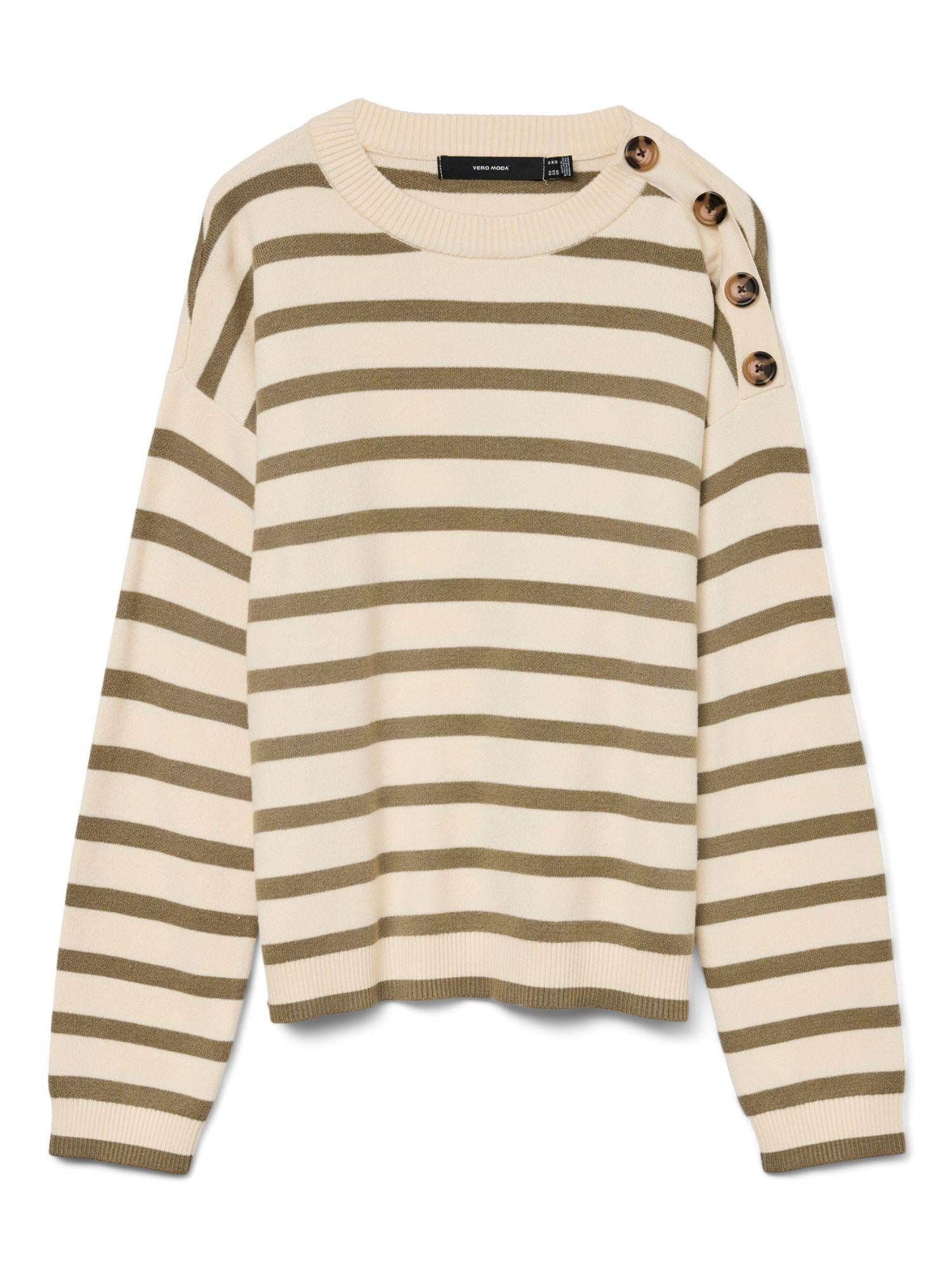 Vero Moda Pullover Donna Saba Bianco Panna e Verde 10310474 Birch MERMAID VERO MODA 