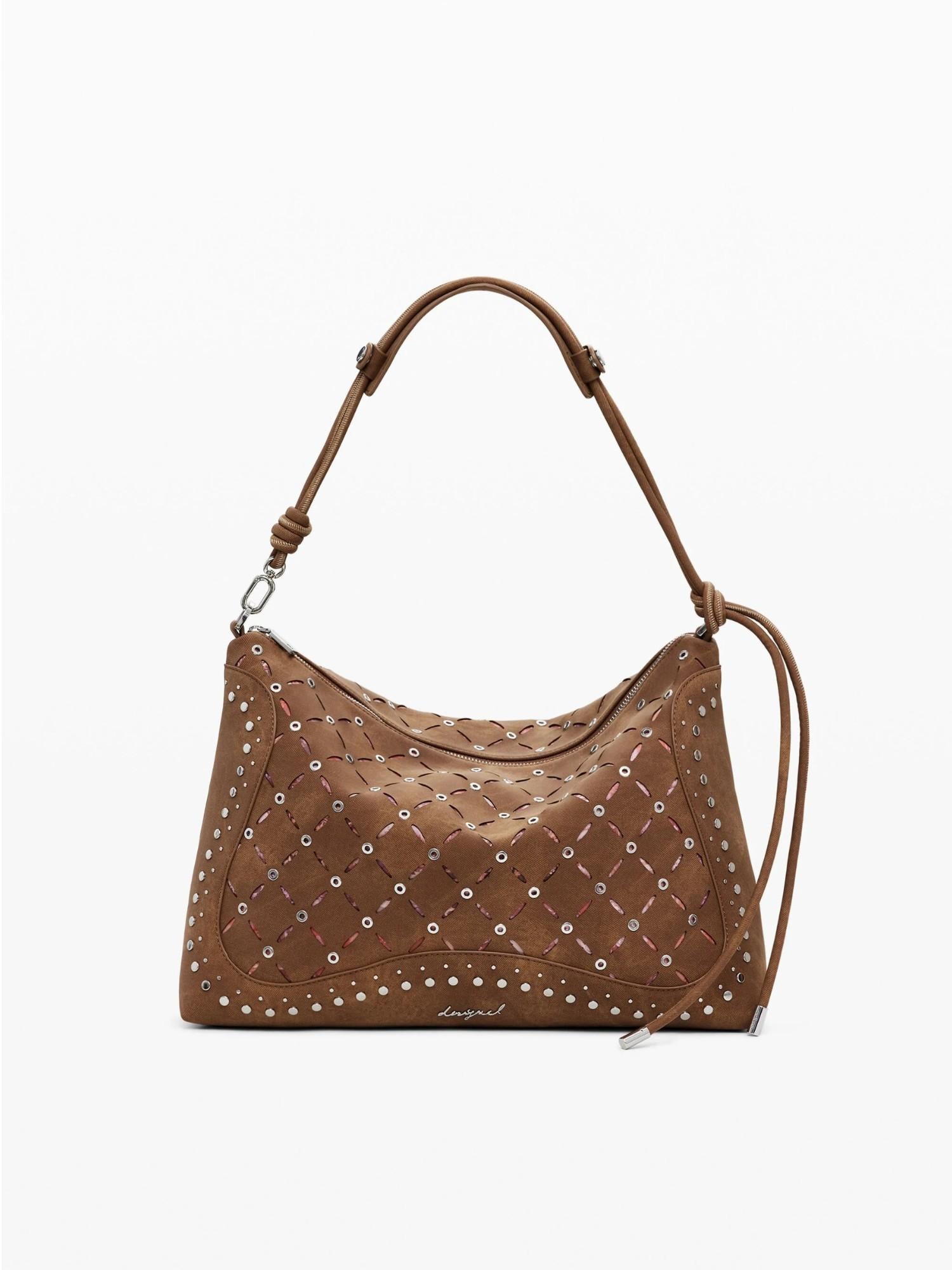 Desigual Borsa effetto pelle traforata media Donna Marrone 25WAXPB5 6011 DESIGUAL 