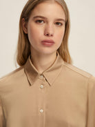Emme Marella Camicia in raso martellato Fleres Donna Miele 2525116042200 003 EMME MARELLA 
