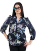 Emme Marella Women's Shirt Geova Blue Macroflower Print