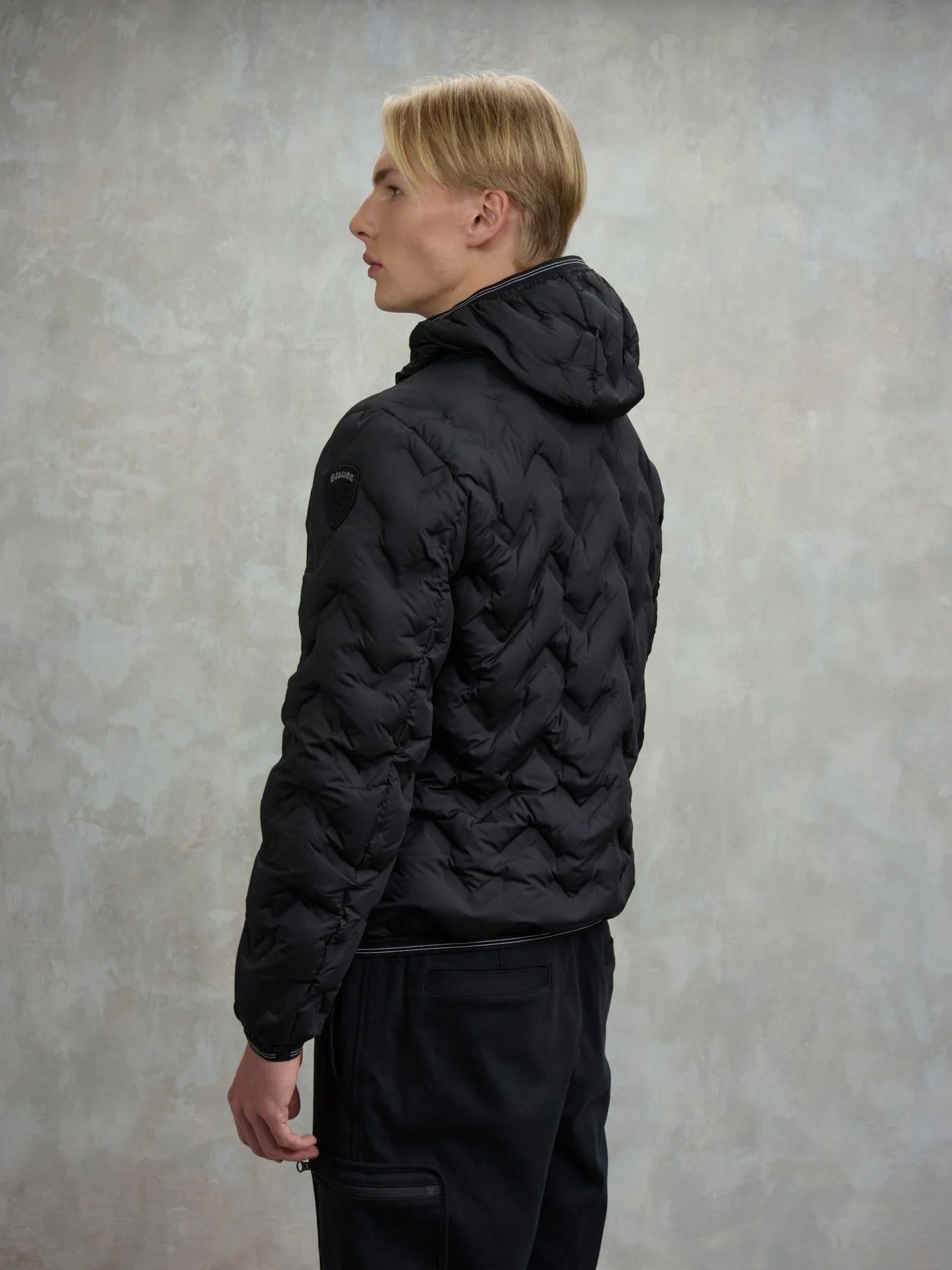 Blauer Piumino ad angoli Piery Uomo Nero interno tabacco BLUC03233 7308 999 BLAUER 
