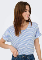 Jacqueline De Yong Top Donna Sissi Bianco e Blu Cashmere 15325267 Cashmere Blue CLOUD DANCER JACQUELINE DE YONG 
