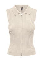 Only Cardigan Donna Meddi Bianco Betulla 15364749 Birch Silver Zip ONLY 