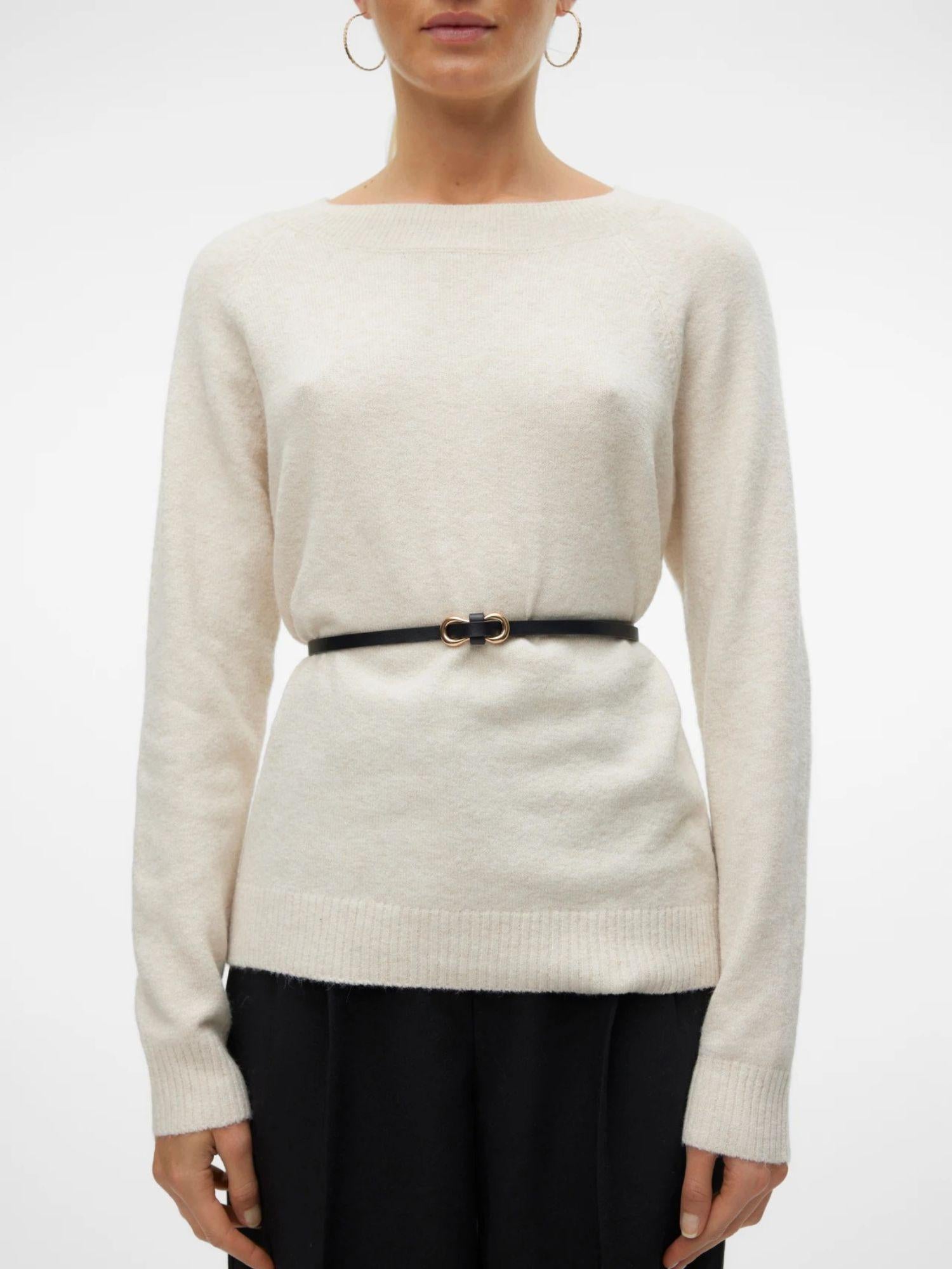 Vero Moda Maglione Donna Doffy Bianco Panna 10201022 Birch MELANGE VERO MODA 
