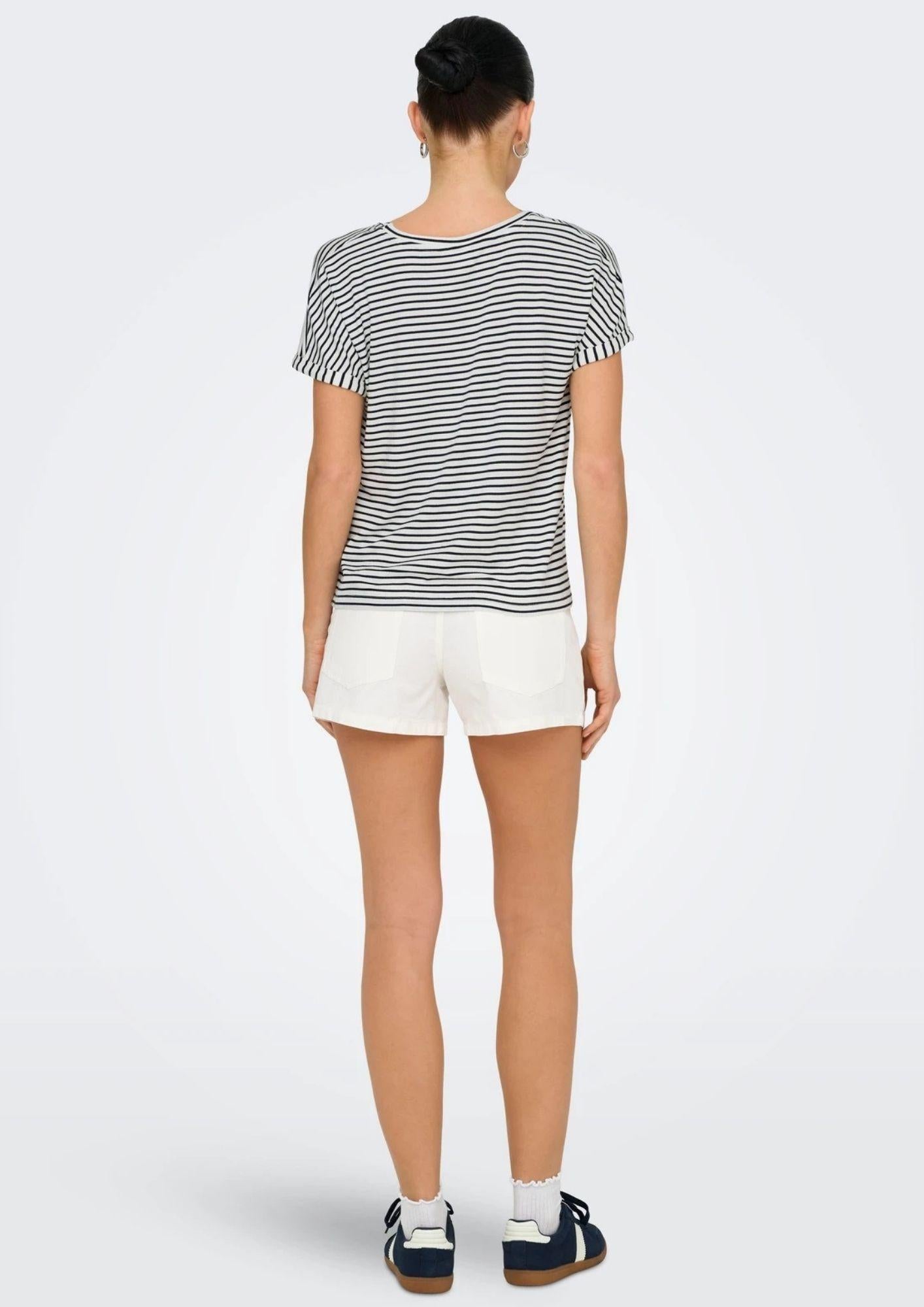 Jacqueline De Yong Top Donna Sissi Bianco e Blu 15325267 Cloud Dancer SKY CAPTAIN JACQUELINE DE YONG 