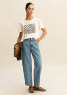 Emme Marella T-Shirt Donna Bianca Stampa Blu Geometrico 2615971051200 003 EMME MARELLA 