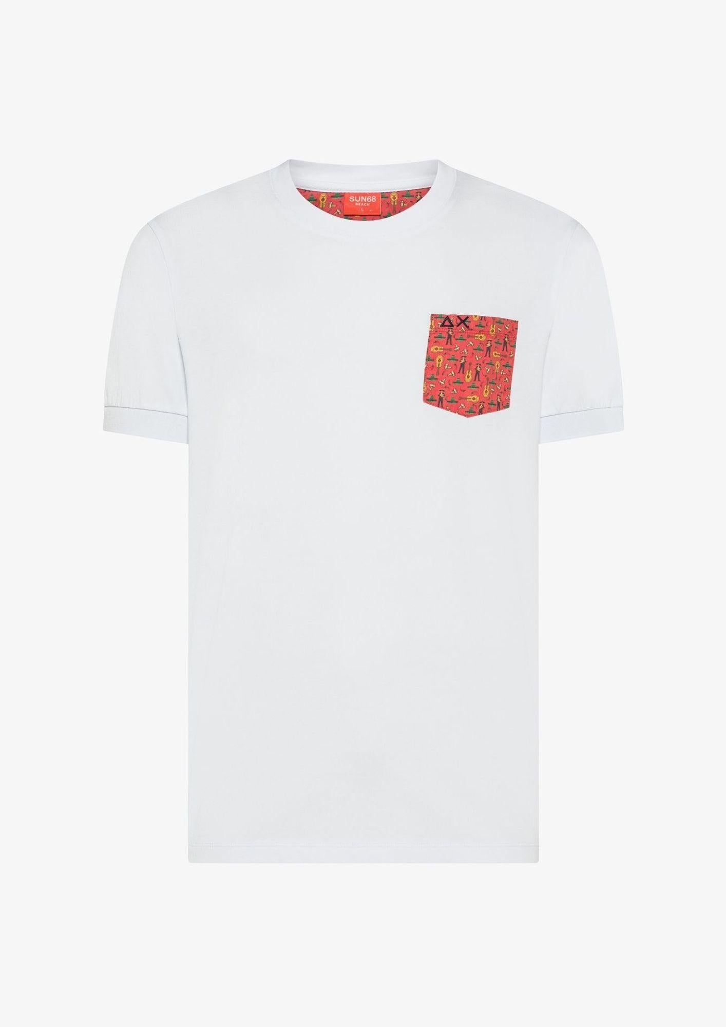 Sun68 T-Shirt Uomo Bianca e Rossa T36143 130 SUN68 