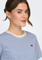 Jacqueline De Yong T-Shirt Donna Pisa Azzurra e Bianca 15298612 Ebb And Flow CD STRIPES JACQUELINE DE YONG 