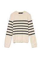 Vero Moda Pullover Donna Saba Bianco Panna righe Nere 10309324 Birch BLACK VERO MODA 