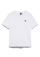 Vero Moda T-Shirt Donna Paulina Bianca Con Cuore Rosso 10316991 Bright White Red Heart VERO MODA 