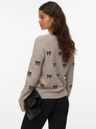 Vero Moda Pullover Donna Doffy Beige e Bianco 10330790 Woodrose W. WHITE HEARTS VERO MODA 