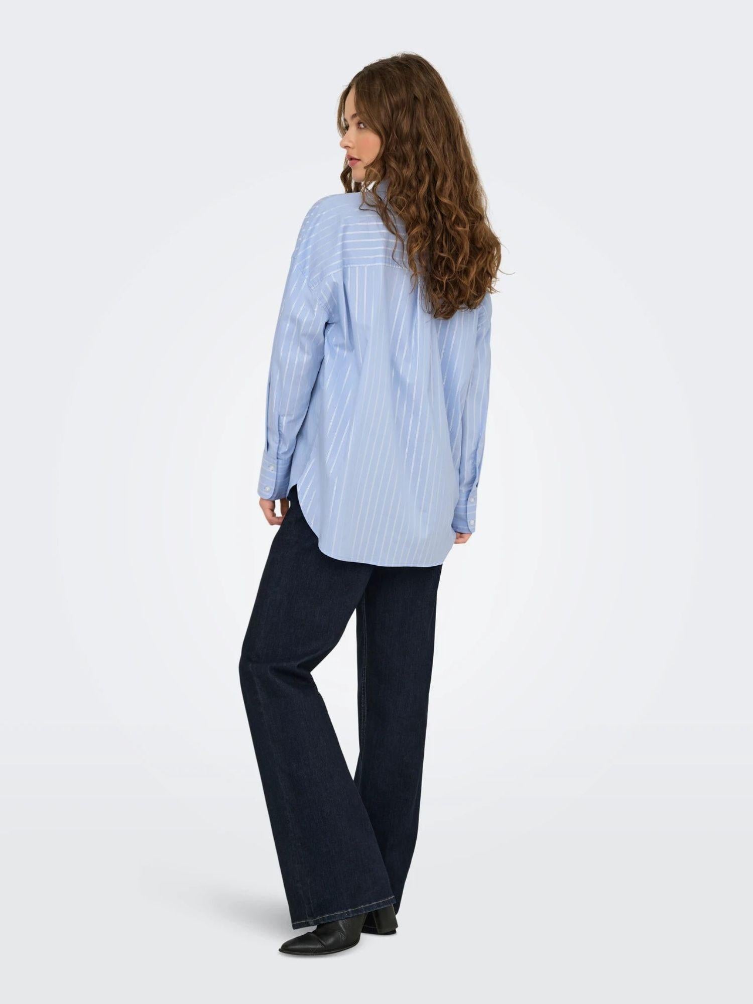 Jacqueline De Yong Camicia Donna Chambray Blue Jdymio 15359455 Chambray Blue SILVER LUREX JACQUELINE DE YONG 