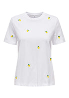 Only T-Shirt Donna Ketty Bianca con Limoni 15288473 Bright White Lemon ONLY 