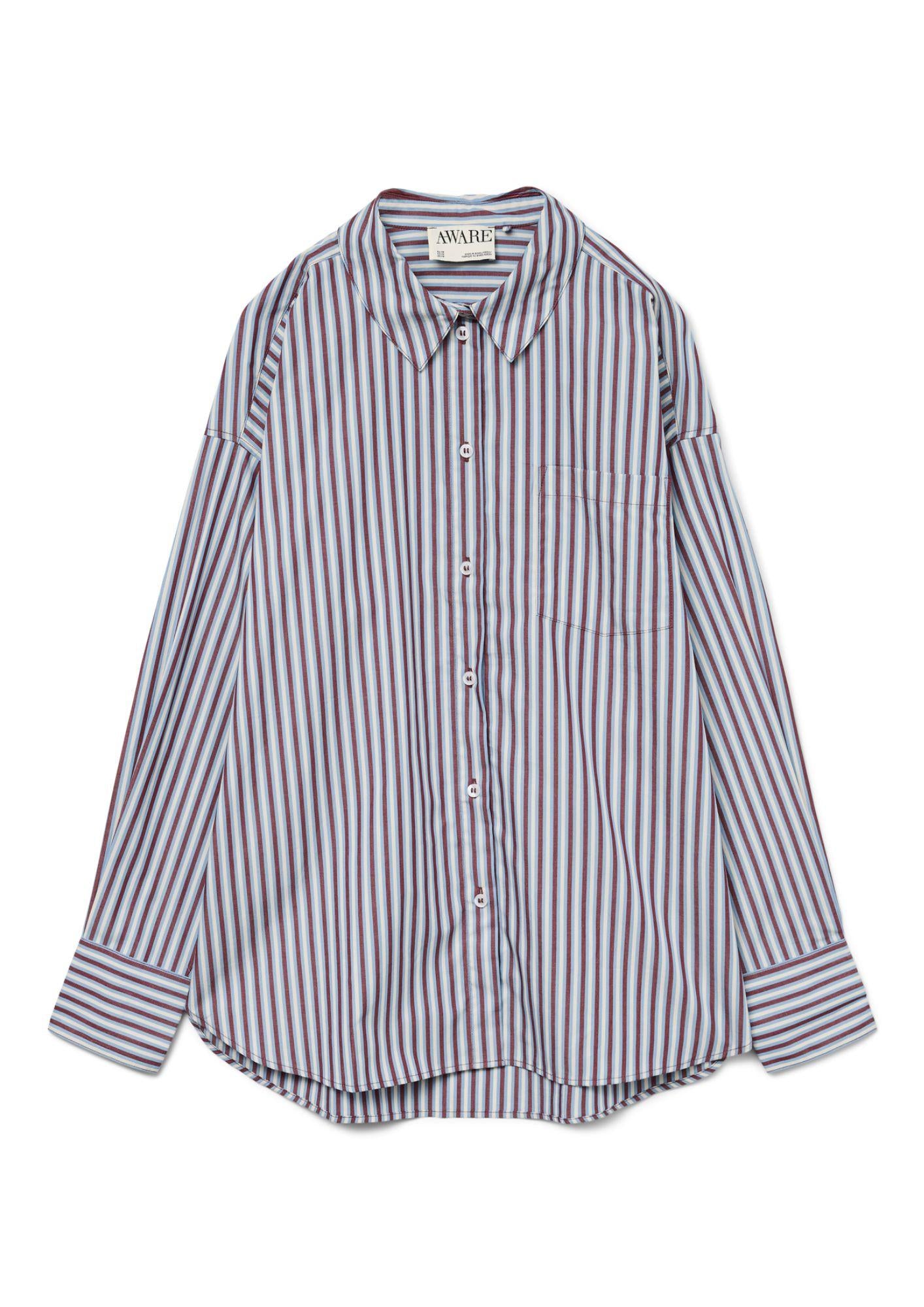 Aware Camicia Donna Parina Azzurra A Righe Bordeaux E Bianche 10326180 Allure ZINFANDEL/BIRCH VERO MODA 