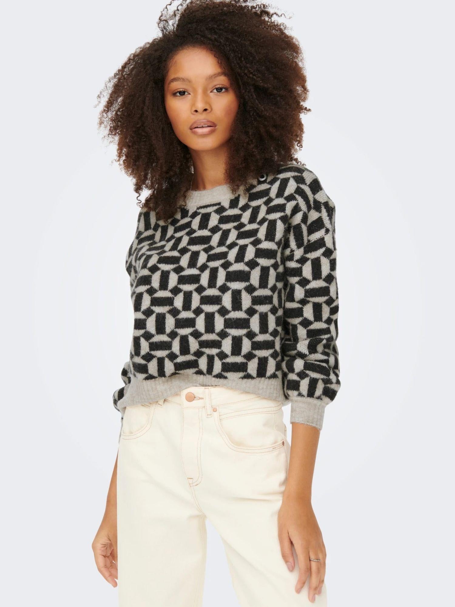 Only ONLGEO Maglione Donna Grigio Oatmeal 15268015 Oatmeal MELANGE ONLY 
