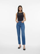 Vero Moda VMTESSA Vita alta Mom Fit Jeans Donna Medium Blue Denim 10297655 Medium Blue Denim VERO MODA 